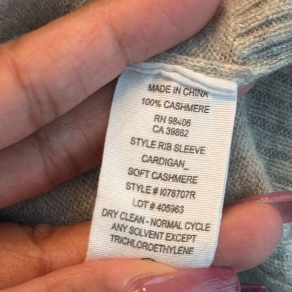 Theory Cashmere grey Rib Knit Sleeve Cardigan size XS TP - Picture 14 of 14